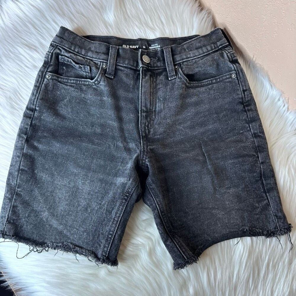 Old Navy High Rise Bermuda Cut Off Denim Shorts Size 14